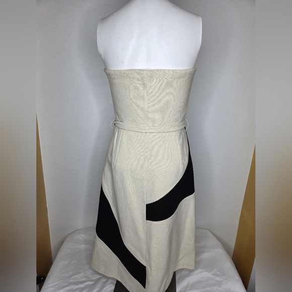 Piazza Sempione Size 44 Elegant Ivory/BlackTextured Strapless Dress - Picture 3 of 11